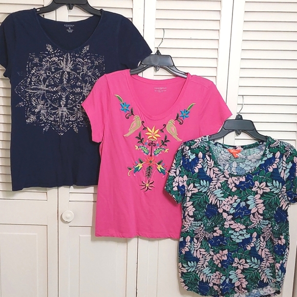 Charter Club Tops - Lot of 3 Colorful Cotton t-shirts, Size M